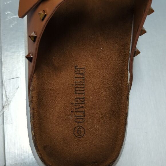 Olivia Miller Sandals Size 6 Cognac - Mule - Slide - Brown - Picture 8 of 13